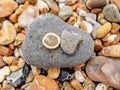 Top view of natural stones on the ground on a beach Royalty Free Stock Photo