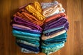 top view of a neatly folded stack of cloth diapers