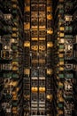 top view of neatly organized server racks in a data center