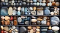 Top view of a neatly organized stones storage box Royalty Free Stock Photo