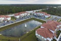 Top view of new apartment condos in Florida suburban area. Family housing in quiet neighborhood. Real estate development Royalty Free Stock Photo