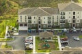 Top view of new apartment condos in Florida suburban area. Family housing in quiet neighborhood. Real estate development Royalty Free Stock Photo