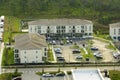 Top view of new apartment condos in Florida suburban area. Family housing in quiet neighborhood. Real estate development Royalty Free Stock Photo
