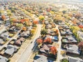 Top view new development neighborhood near Dallas, Texas with colorful autumn leaves Royalty Free Stock Photo