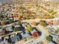 Top view new development neighborhood near Dallas, Texas with colorful autumn leaves Royalty Free Stock Photo