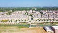 Top view new development riverside residential and commercial neighborhood with vacant land in Texas, USA Royalty Free Stock Photo