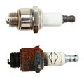 Top View Of New And Used Spark Plugs Royalty Free Stock Photo