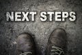 Top View of Next Steps text with the boot