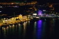 Top view of the night city of Porto, Portugal, beautiful view