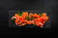 Top view of a Nordic dish Gravlax or gravlaks