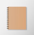 Top view notebook on white desk background blank paper cover