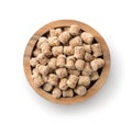 Top view of oats bran pellets in wooden bowl Royalty Free Stock Photo