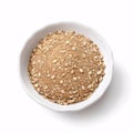 The top view of oats is isolated on a white background.