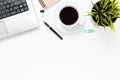 Top View office desk with computer,smartphone and office supplies Royalty Free Stock Photo