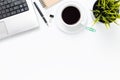 Top View office desk with computer,smartphone and office supplies Royalty Free Stock Photo