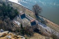 Top view of an old abandoned building on the Danube embankment in Bratislava Royalty Free Stock Photo