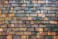 Top view of old bricks paving stones footpath pattern on sidewalk outdoors as brickwork weave texture or abstract stone paver Royalty Free Stock Photo