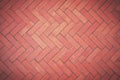 The old brown bricks floor background in zigzag pattern with vintage tone style Royalty Free Stock Photo