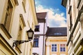 Top view of old buildings on the street of Bratislava, Slovakia Royalty Free Stock Photo