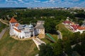 Top view of the old castle in Grodno, Belarus.Reconstruction of the old castle in the city of Grodno is underway