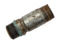 Top view of old corroded water heater pipe nipple Royalty Free Stock Photo