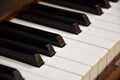 Top view of old grunge piano keyboard