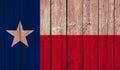 Top view of Old Painted Flag of Texas state, USA on Dark Wooden Fence, wall.US patriot and travel concept. no flagpole. Flag Royalty Free Stock Photo