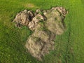 Top view of an old pile of manure in an agricultural field Royalty Free Stock Photo