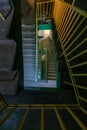 Top view of an old rectangular spiral staircase in an old building Royalty Free Stock Photo