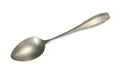 Top view of old silver beautiful tea spoon isolated on white background Royalty Free Stock Photo