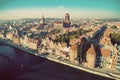 Top view of an old town in Gdansk, Poland. Royalty Free Stock Photo