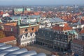 Lubeck, Germany. Top view of old town hall and market square. Aerial view. Royalty Free Stock Photo