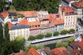 Top view of the old town of Ljubljana, Slovenia.