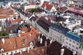 Top View of old town from St. Stephen`s Cathedral, Vienna, Austria. tiled roofs of european city Royalty Free Stock Photo