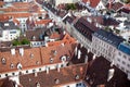 Top View of old town from St. Stephen`s Cathedral, Vienna, Austria. tiled roofs of european city Royalty Free Stock Photo