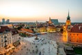 Top view of the old town in Warsaw