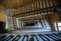 Top view of old vintage decorated staircase in abandoned mansion Royalty Free Stock Photo