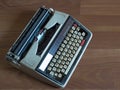 Top View of Old Vintage Typewriter on wooden Flore Pune