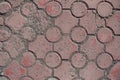 Top view of weathered red concrete pavers Royalty Free Stock Photo
