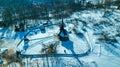 Top view of a old wooden church Royalty Free Stock Photo