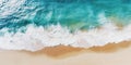 Top view oncoast with ocean waves. Blue water background. Summer seascape from air. Generative AI Royalty Free Stock Photo