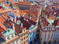 Top view on one of ancient streets of Prague
