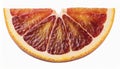 Top view of one ripe slice red orange citrus fruit isolated on white background Royalty Free Stock Photo