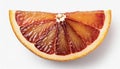 Top view of one ripe slice red orange citrus fruit isolated on white background Royalty Free Stock Photo