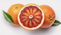 Top view of one ripe slice red orange citrus fruit isolated on white background Royalty Free Stock Photo