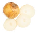 Top view Onions with slice on white background Royalty Free Stock Photo