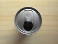 Top view of open beverage drink can without pop tab Royalty Free Stock Photo
