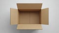 Top View of an Open Empty Cardboard Box on a White Background packaging shipping Royalty Free Stock Photo
