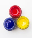 Top View Of Opened Bottles Of Primary Color.