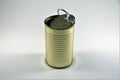 Empty cylindrical tin can on white background Royalty Free Stock Photo